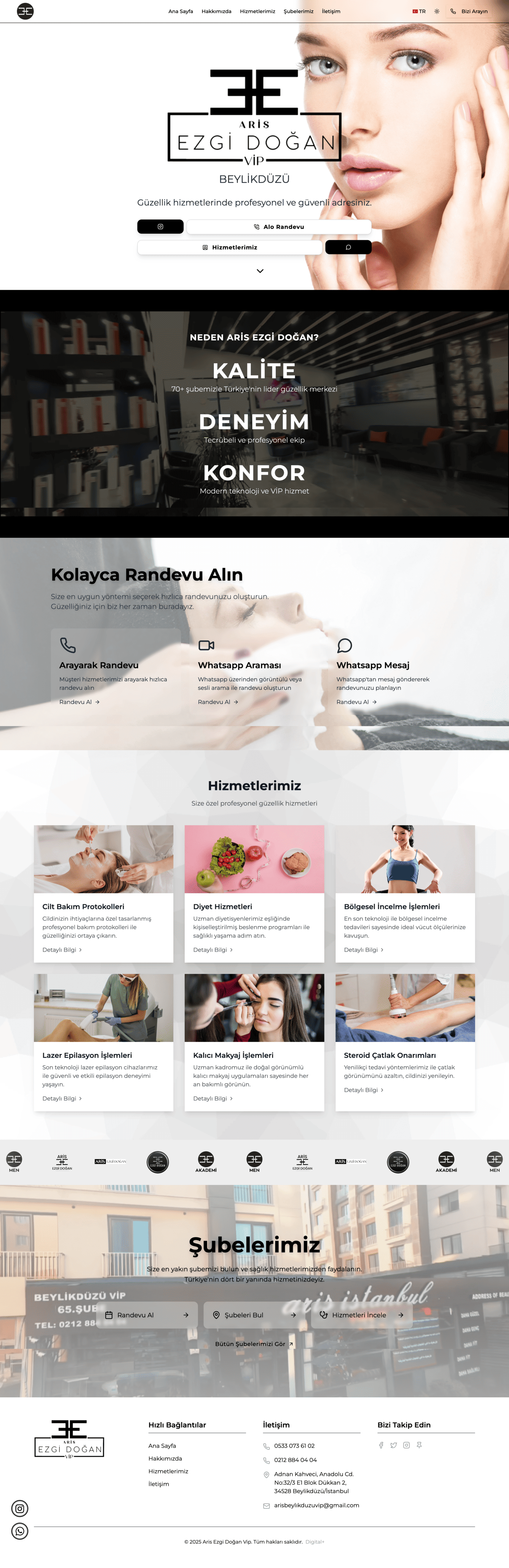 Aris Ezgi Doğan Beylikdüzü web sitesi ekran görüntüsü
